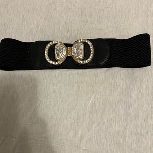 Chic Black Belt with Gold and Silver Accents